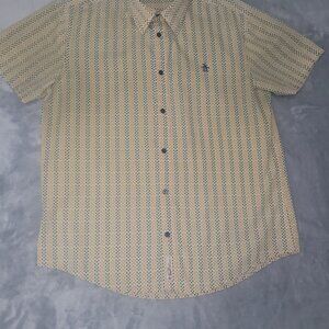 Penguin Munsingwear Men's Short Sleeve Shirt Classic Fit Large, Blue Gold Dots